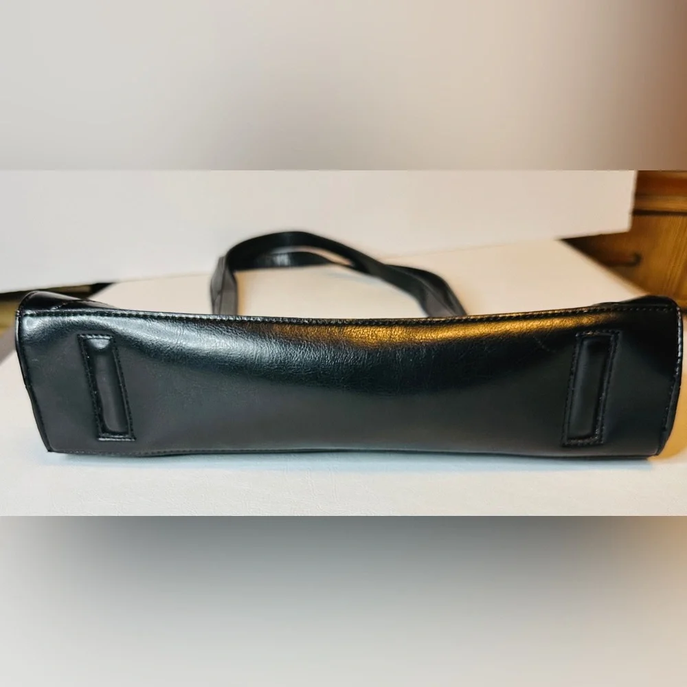 DOLCE VITA Black Faux Leather Shoulder Bag With Silver Hardware
